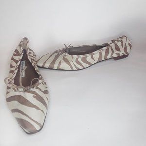 Manolo Blahnik brown zebra flats